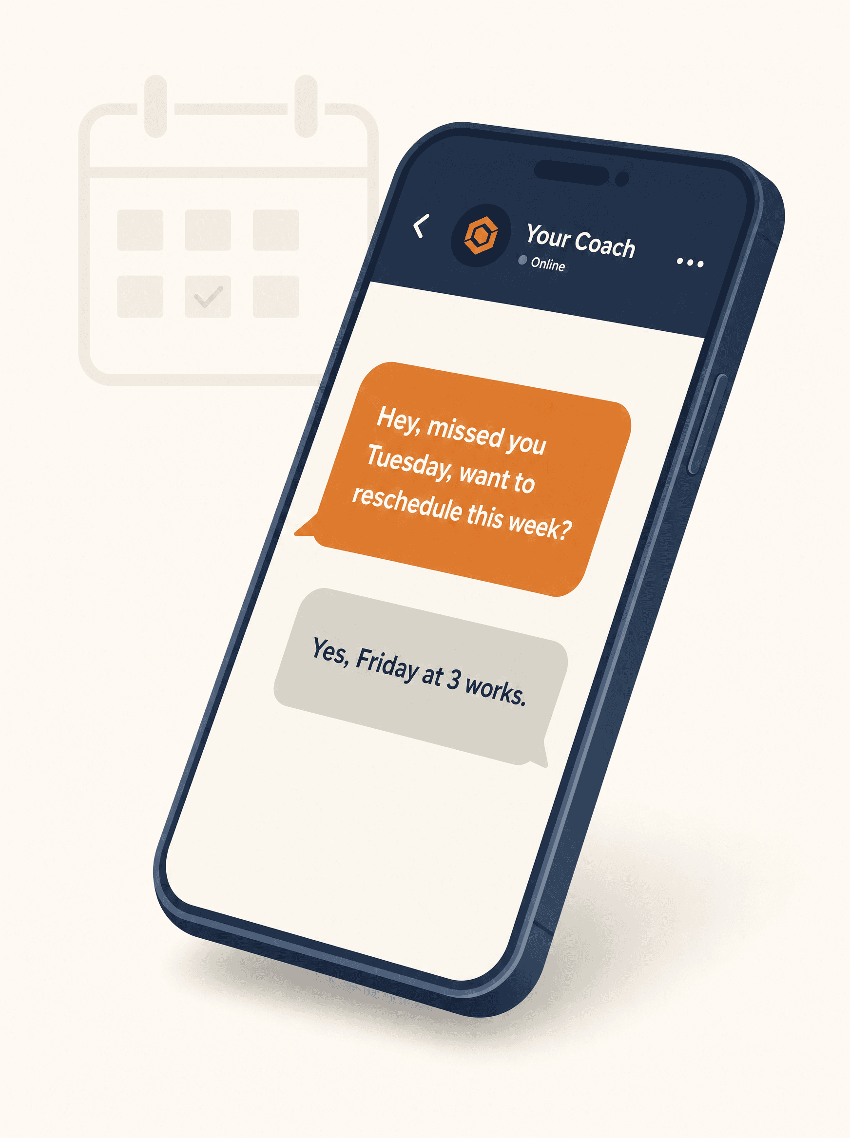 Illustration of a stylized phone showing a no-show recovery message